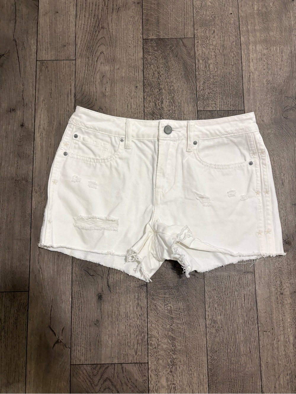 AllSaints White Distressed Denim Cutoff Shorts